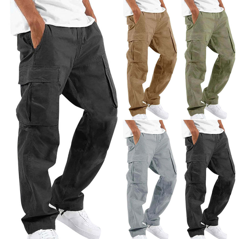 Olivoslindo Pantalones cargo multibolsillos de moda para hombre
