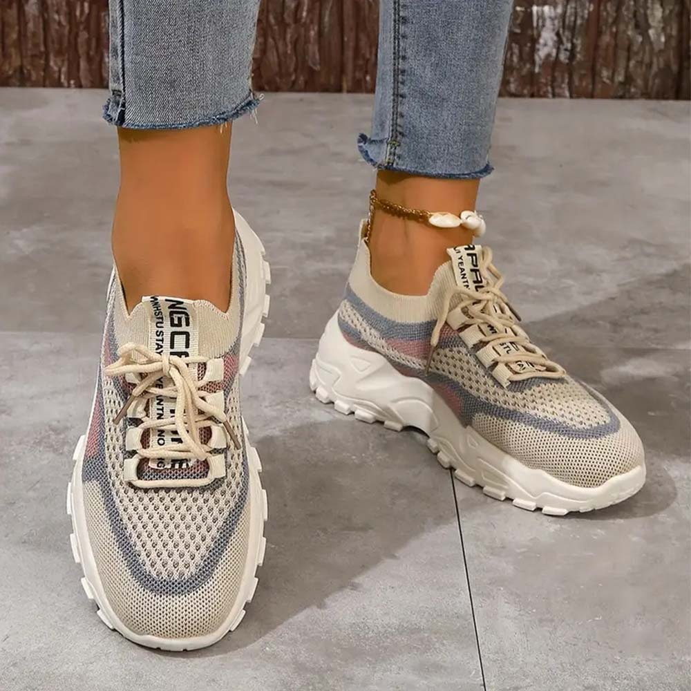 Zapatillas de deporte de suela gruesa de malla transpirable para mujer