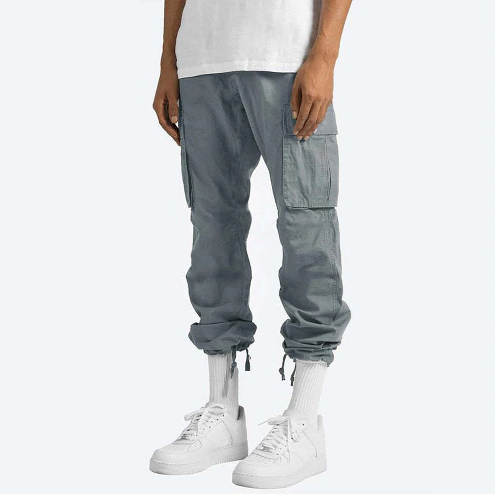 Olivoslindo Pantalones cargo multibolsillos de moda para hombre