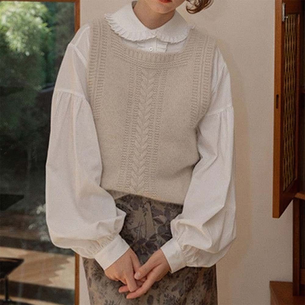 Olivoslindo™️ Chaleco de punto con cuello cuadrado para mujer de primavera y otoño