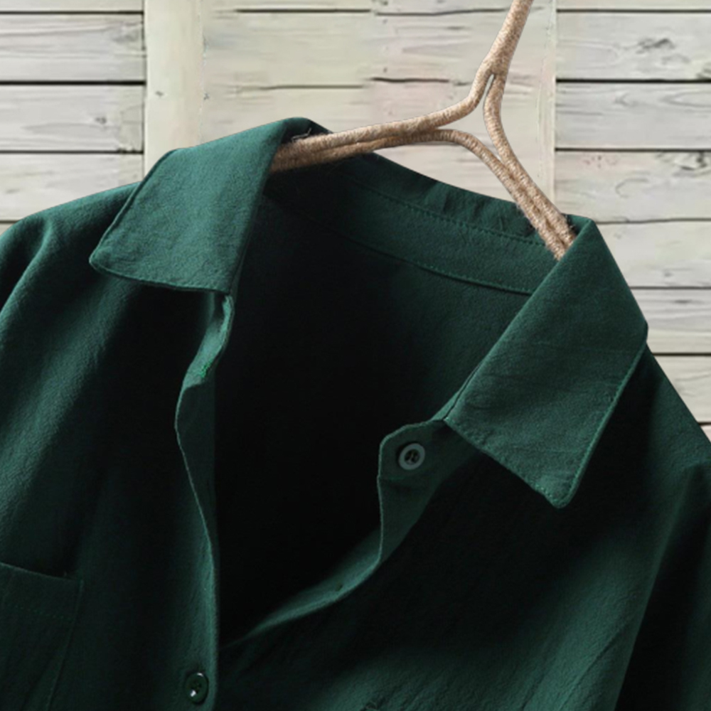 Olivoslindo Camisa casual mujer lino algodón color liso