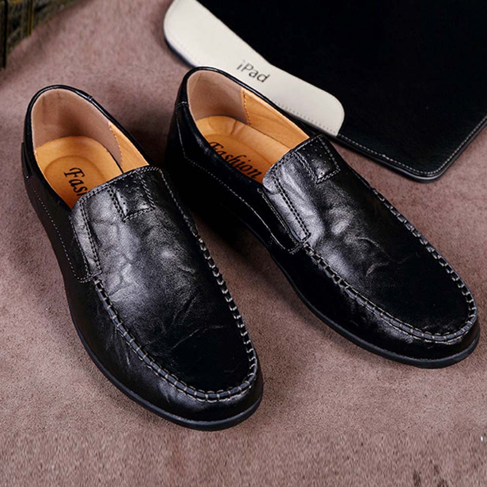 Zapatos casuales de cuero cómodos y sin cordones para hombre