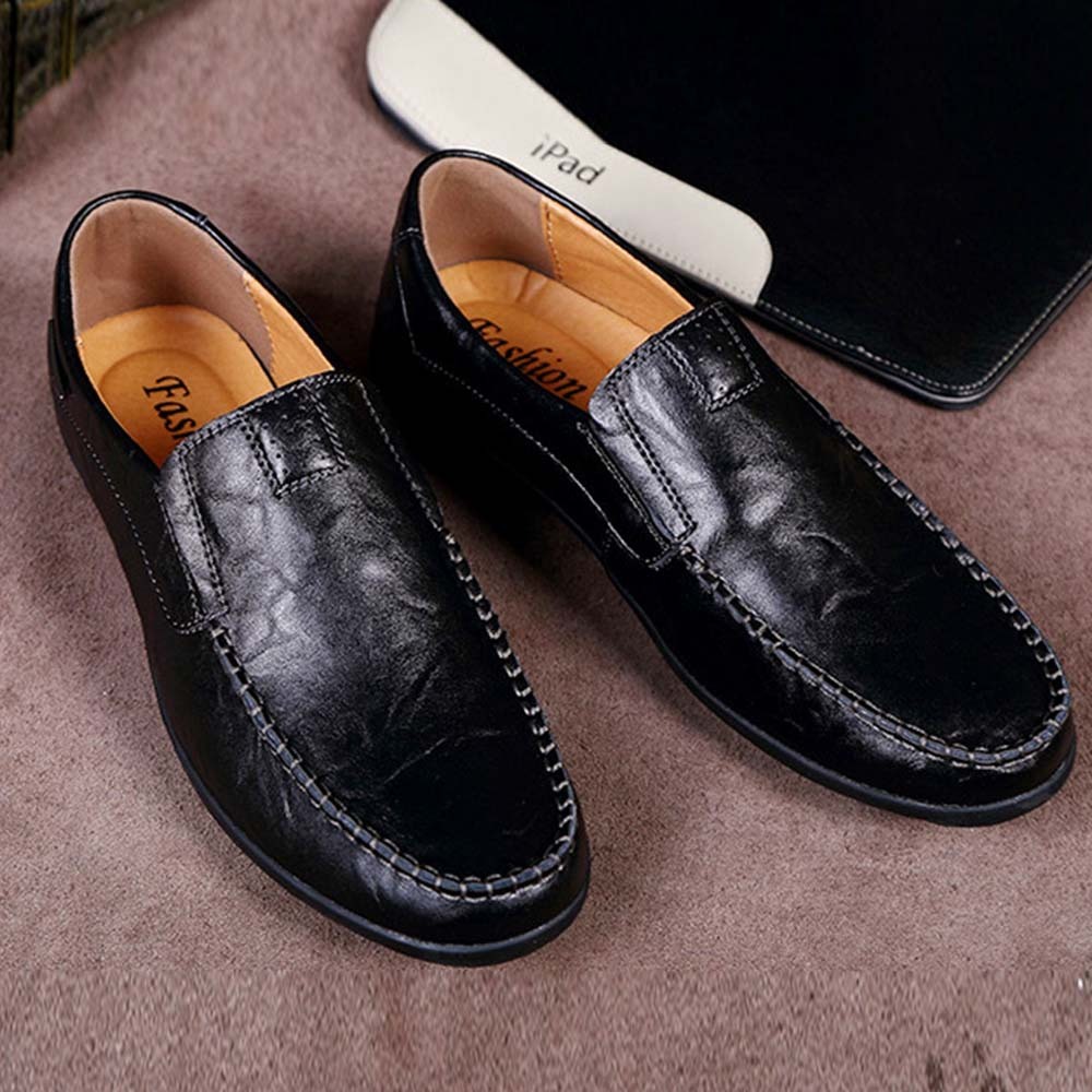 Zapatos casuales de cuero cómodos y sin cordones para hombre