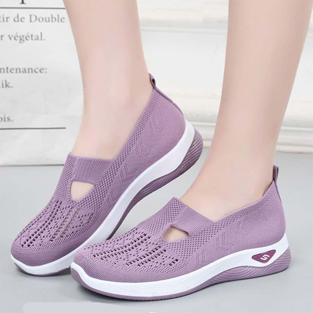 Zapatos informales sin cordones con suela suave tejida para mujer