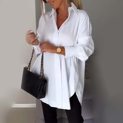 Hojanaranja Camisa de mujer de manga larga, suave y cómoda, con aberturas