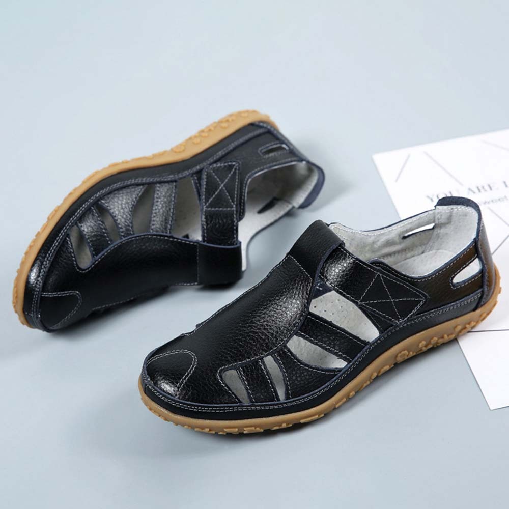 Sandalias de mujer de piel con suela suave y velcro transpirable