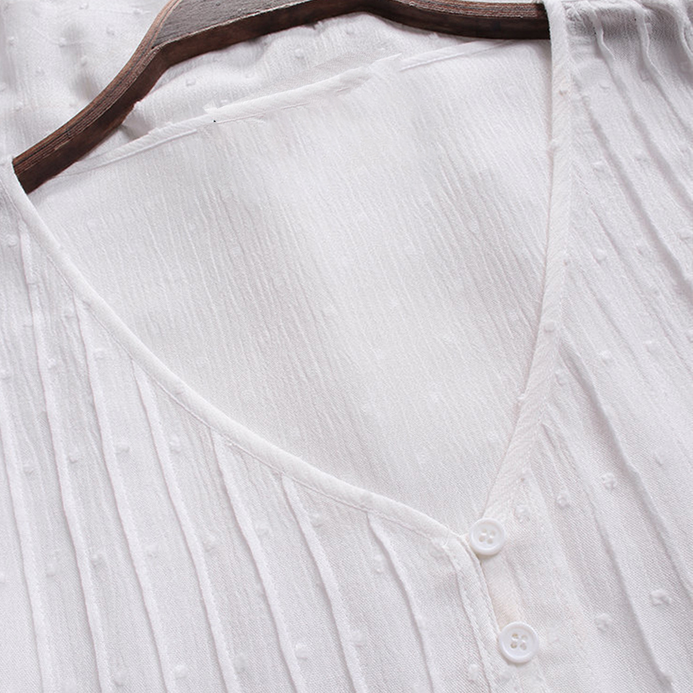 Summer ladies temperament lace V-neck hollow short-sleeved shirt