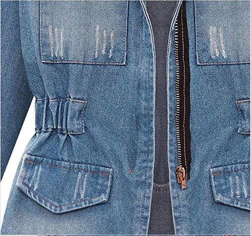 Olivoslindo Chaqueta de mezclilla de cintura delgada para mujer de nueva moda