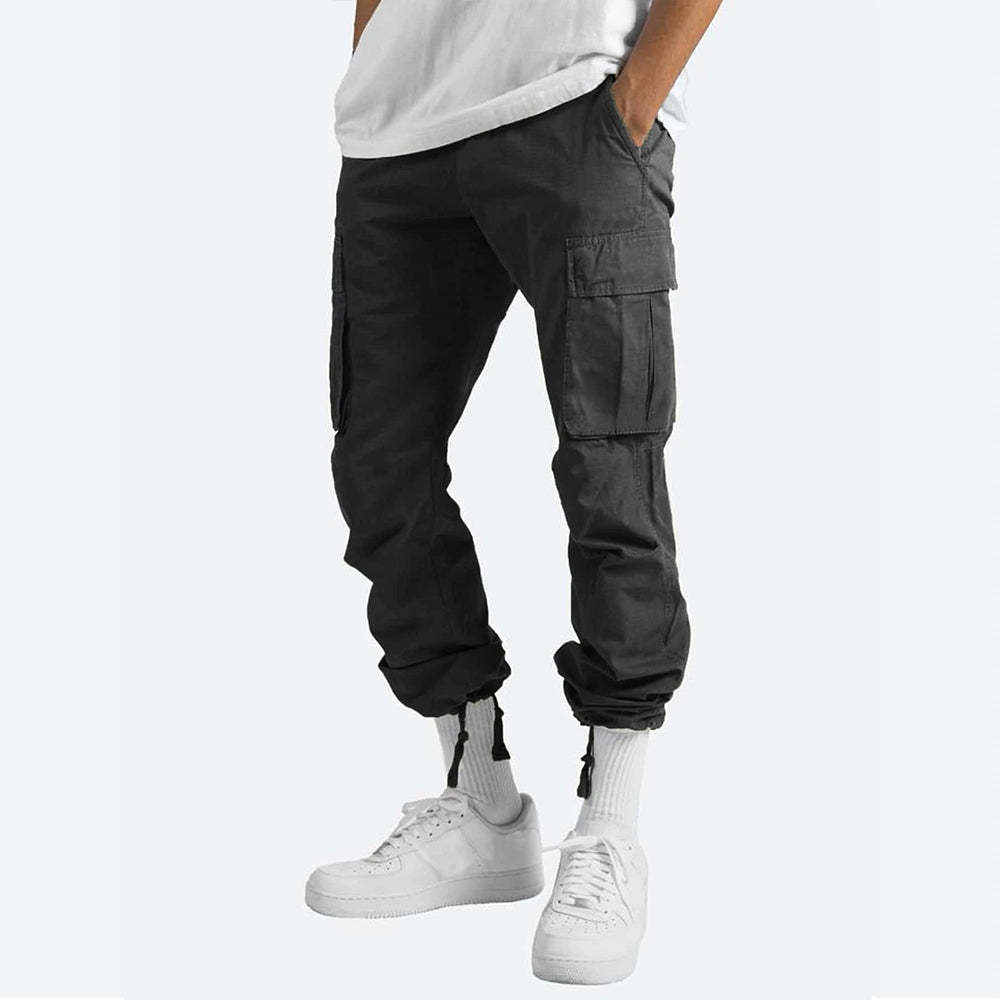 Olivoslindo Pantalones cargo multibolsillos de moda para hombre