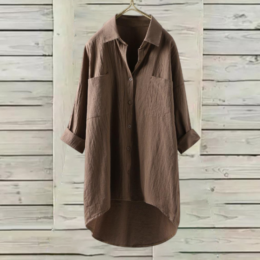 Olivoslindo Camisa casual mujer lino algodón color liso