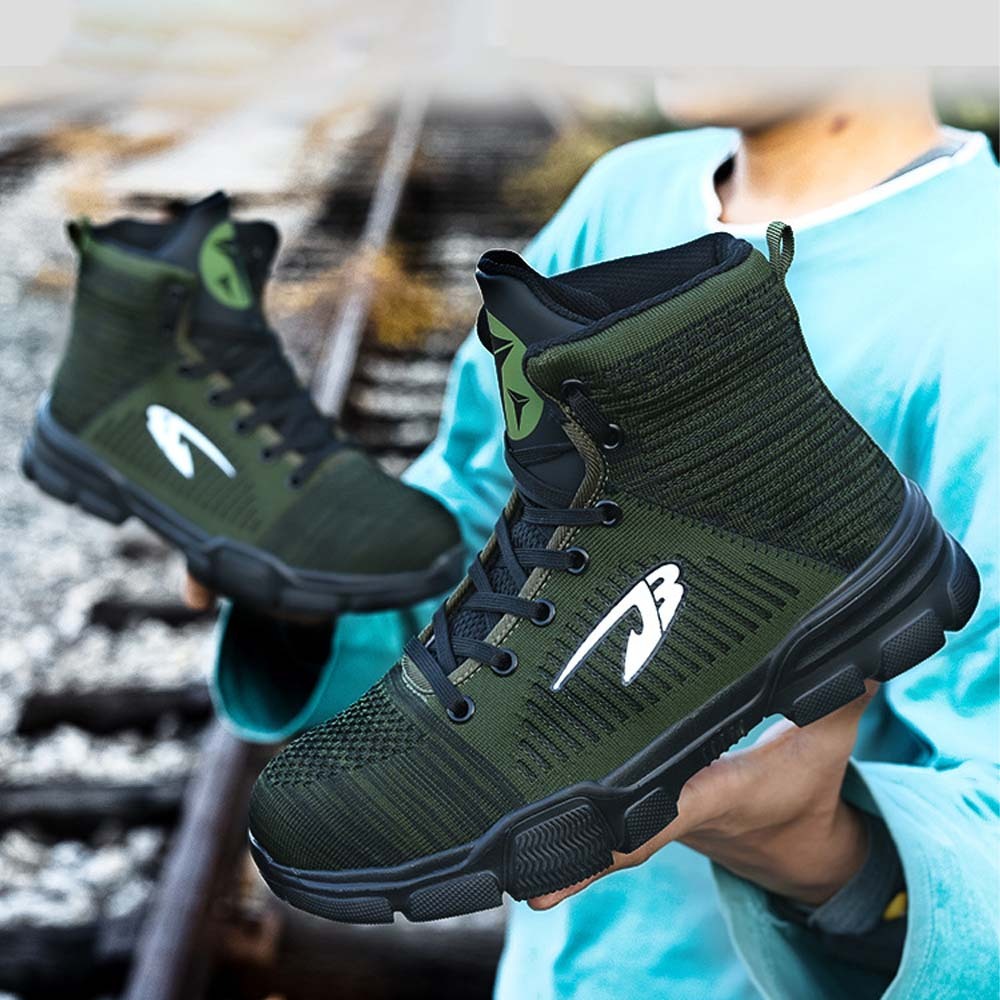 Men's anti-smash and anti-puncture high-top safety shoes