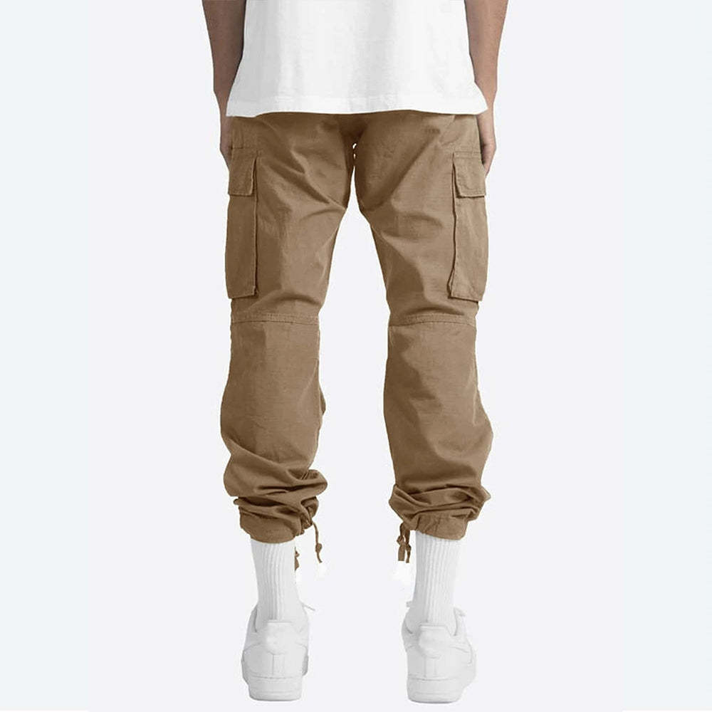 Olivoslindo Pantalones cargo multibolsillos de moda para hombre