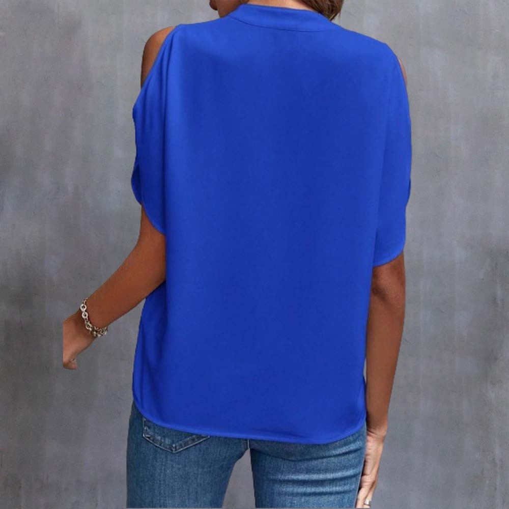 Women's sexy V-neck off-shoulder sleeve top T-shirt