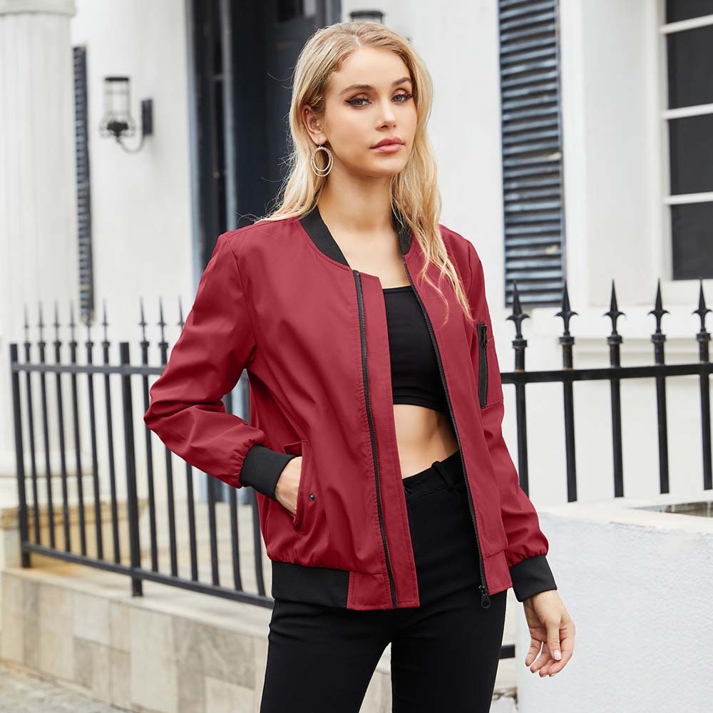 Olivoslindo 2023 primavera y otoño nueva chaqueta de vuelo informal de manga larga ajustada para mujer