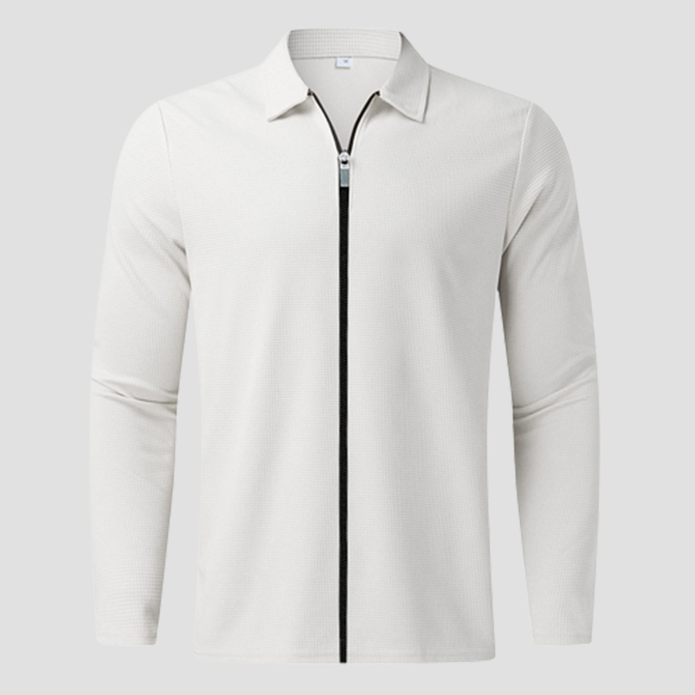 Olivoslindo Nueva chaqueta informal con solapa y cremallera tipo gofre para hombre