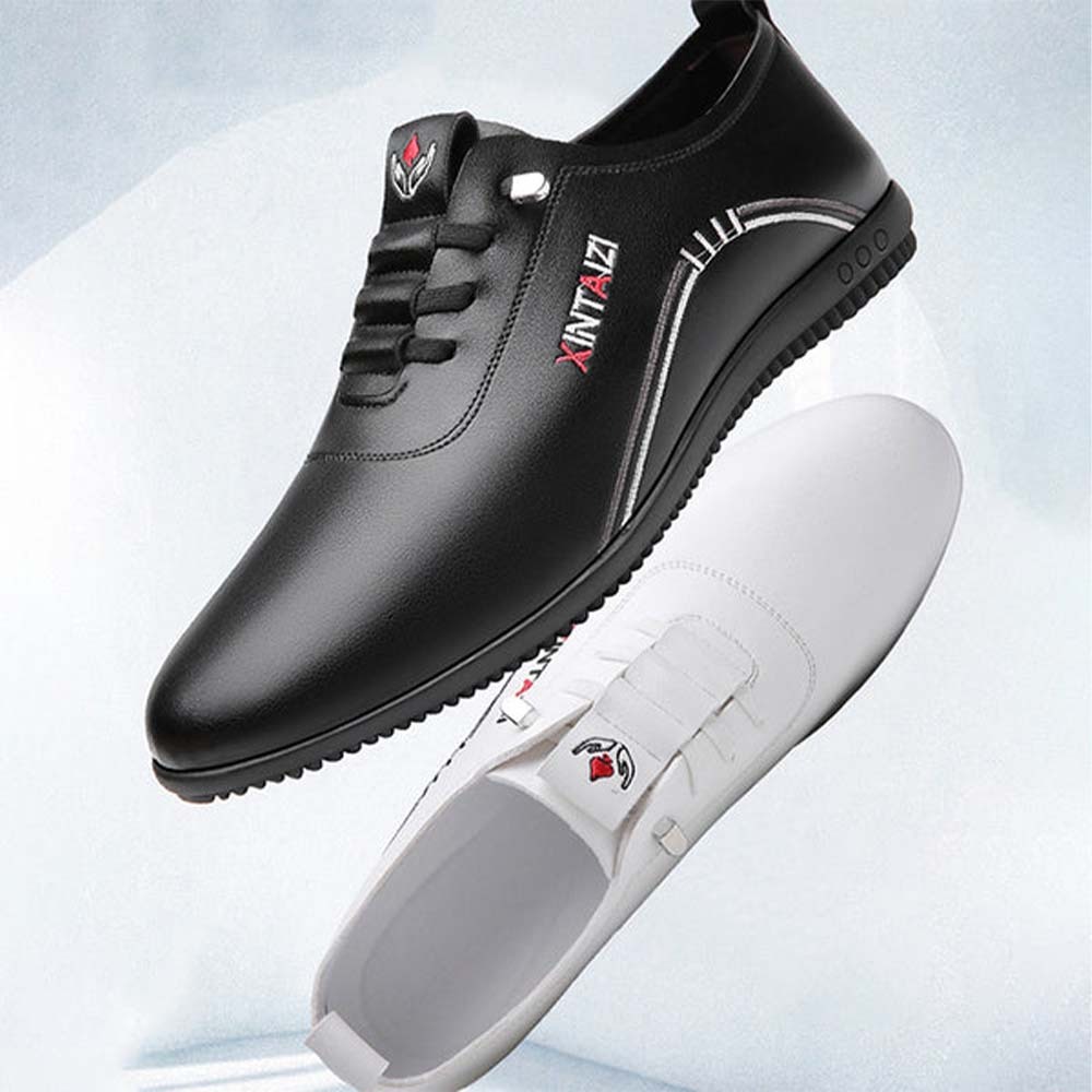 Zapatos casuales de cuero con suela blanda y estilo para hombre
