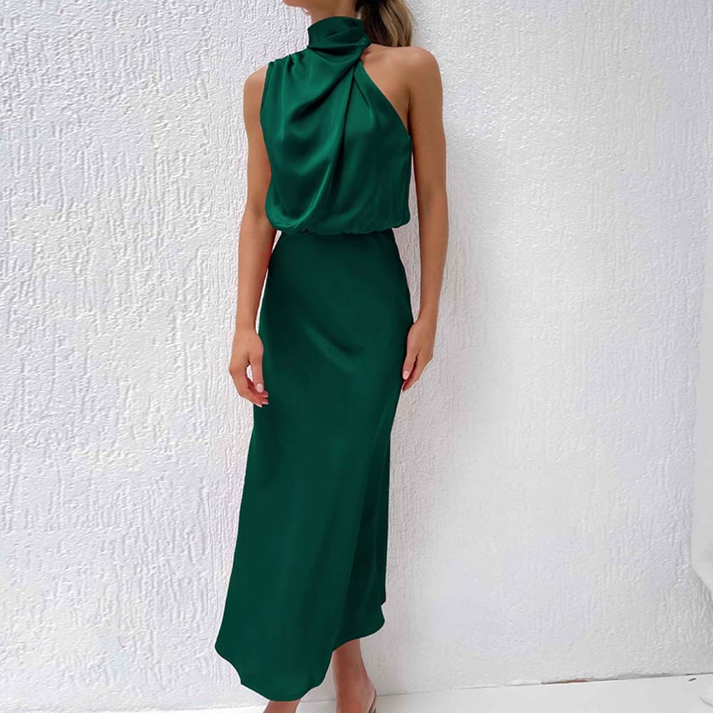 2024 New fashion satin sleeveless dress evening dress