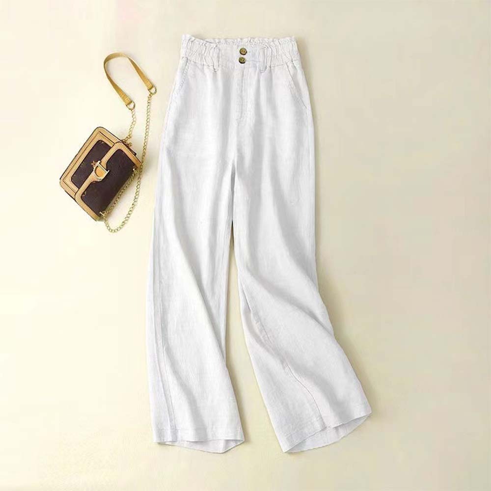 Women's Breathable and Comfortable Linen High Waisted Wide Leg Pants