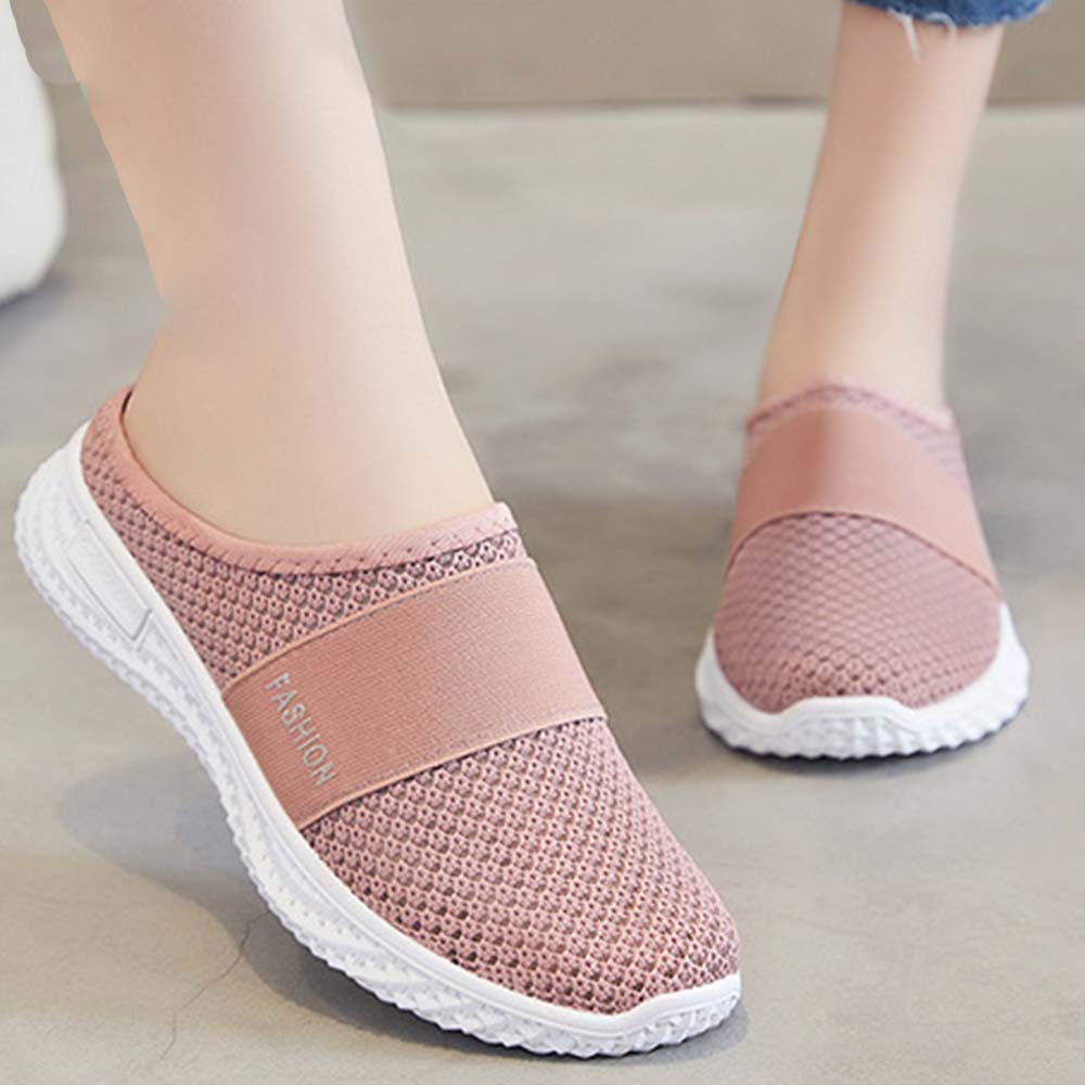 Verano nuevos zapatos de mujer medias zapatillas de malla transpirable