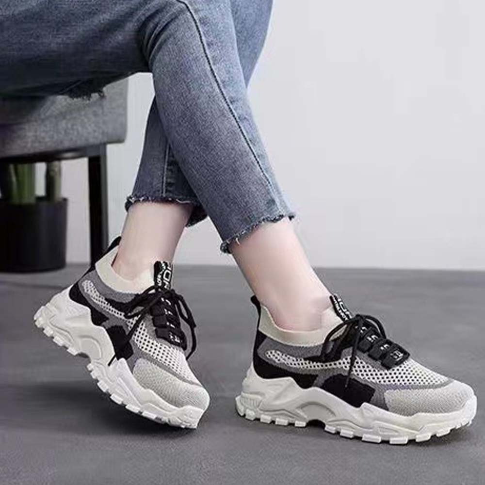 Zapatillas de deporte de suela gruesa de malla transpirable para mujer