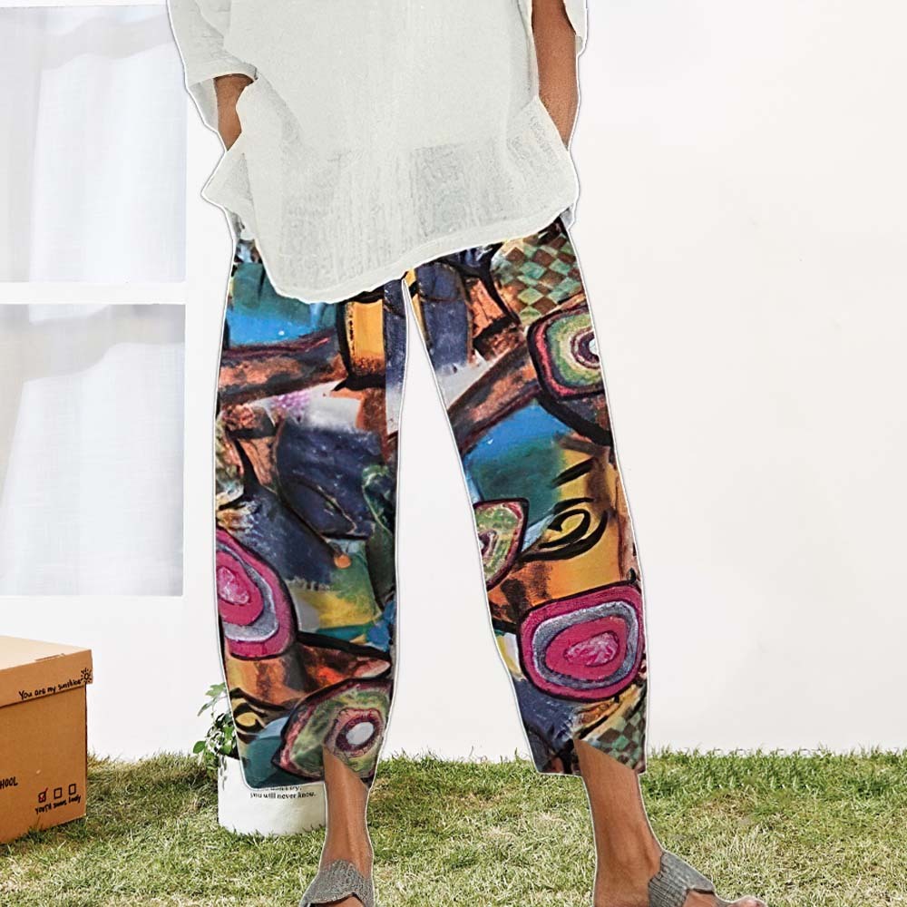 Women's Cotton Linen Loose Wide Leg Pants Casual Pants