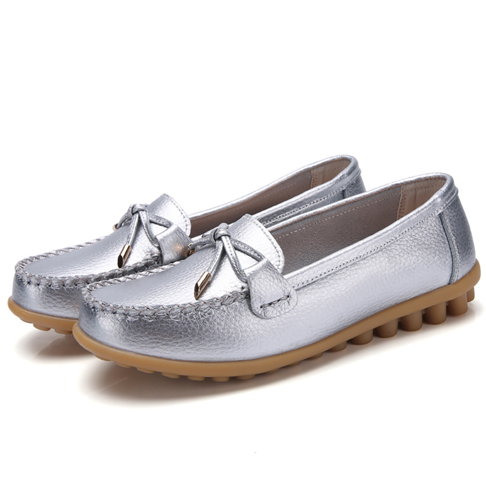 Mocasines de cuero con suela suave y transpirable para mujer Zapatos casuales