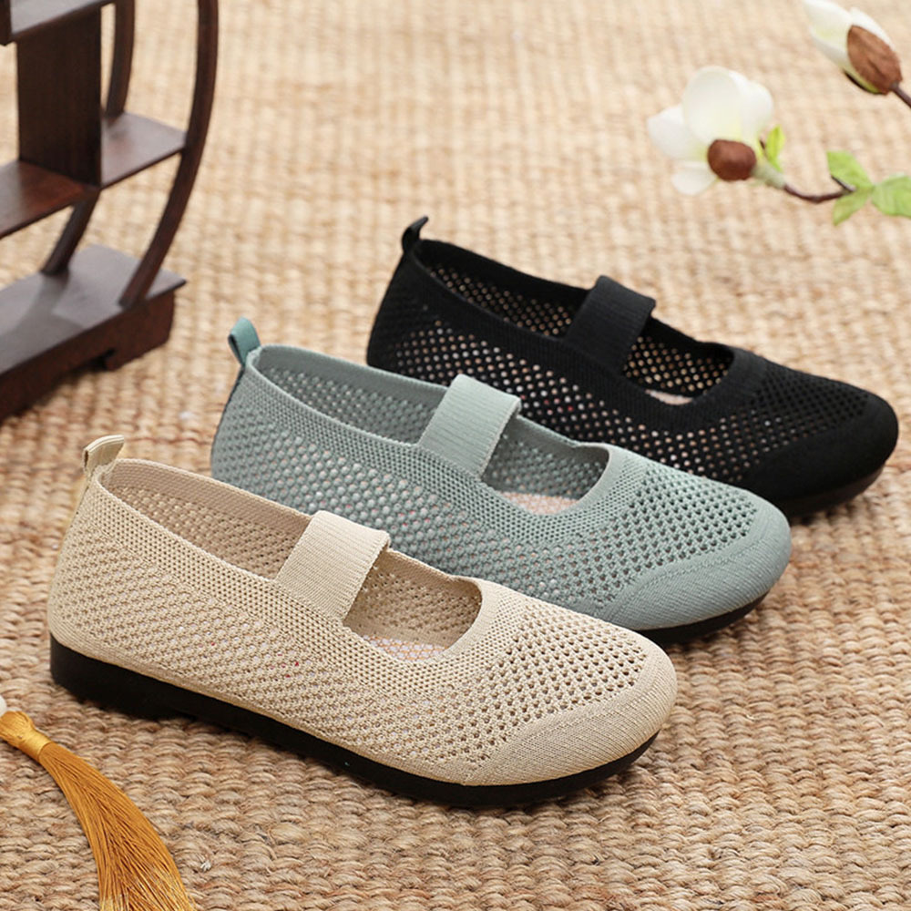 Spring and Autumn Women's Hollow Fly Knit Slip-on Casual Shoes