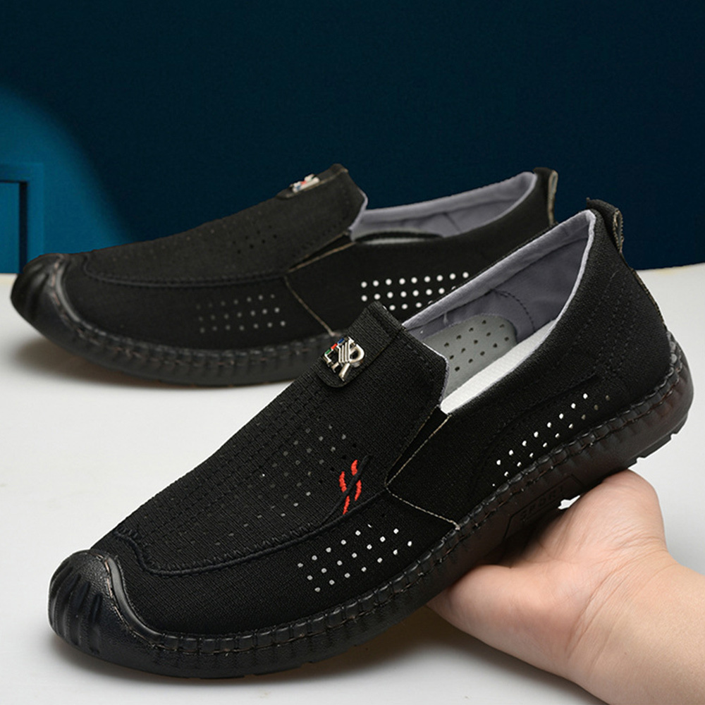 Olivoslindo Verano Nuevos zapatos casuales transpirables de tela de lino para hombres