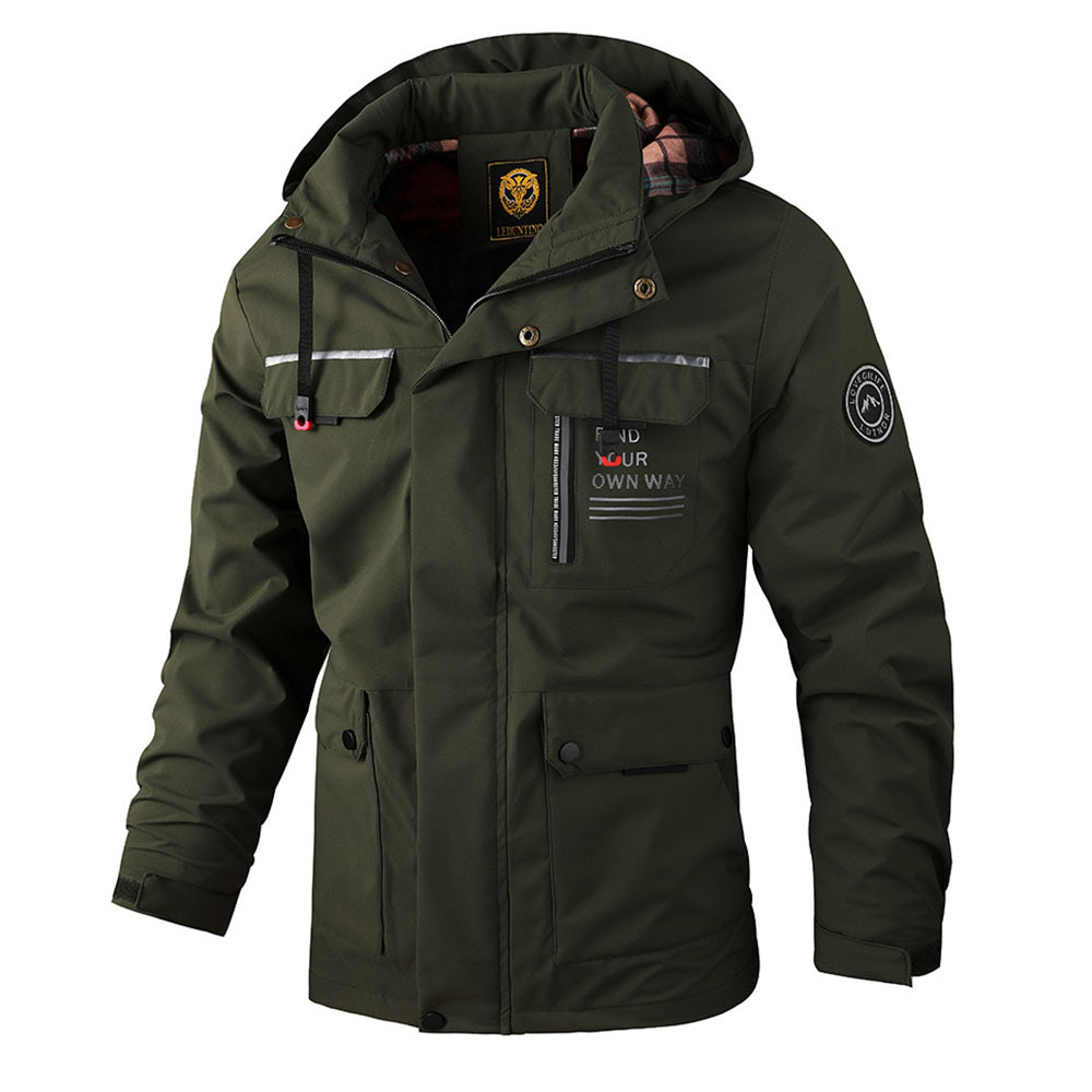 Olivoslindo Chaqueta de hombre de media longitud con capucha para primavera y otoño