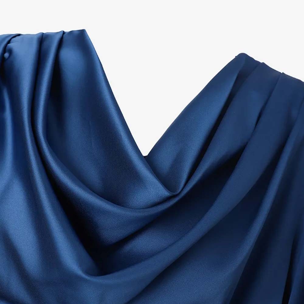 Camisa de gasa cómoda con mangas farol para mujer