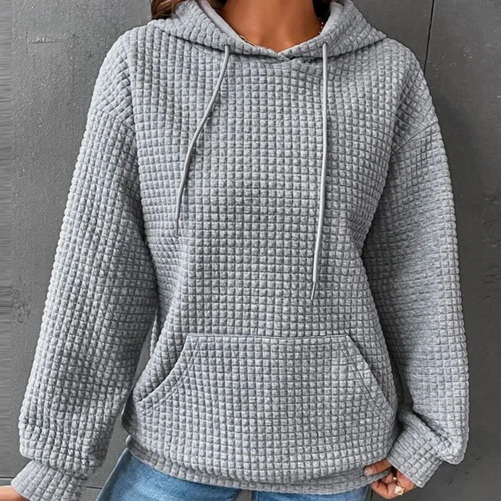 Olivoslindo Jersey de mujer con pespunte gofrado primavera, jersey holgado con capucha y manga larga