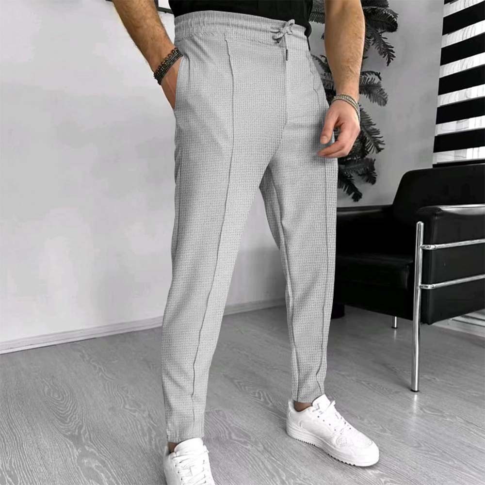 2024 nuevos pantalones de jogging de pie pequeño a cuadros tipo gofre para hombres