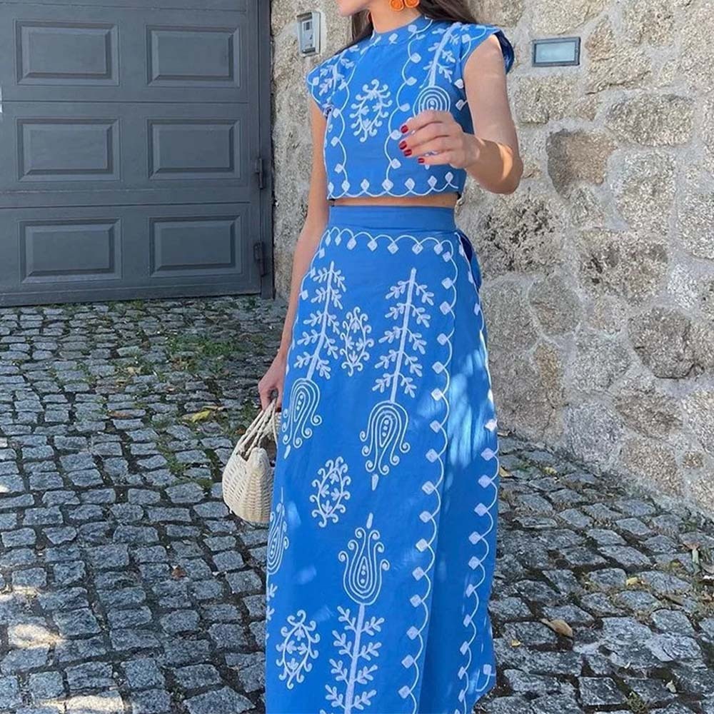 Vestido de dos piezas estampado de verano para mujer