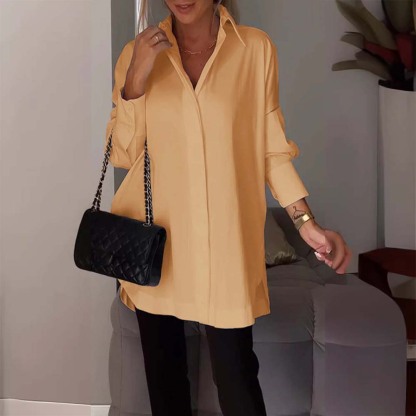 Hojanaranja Camisa de mujer de manga larga, suave y cómoda, con aberturas