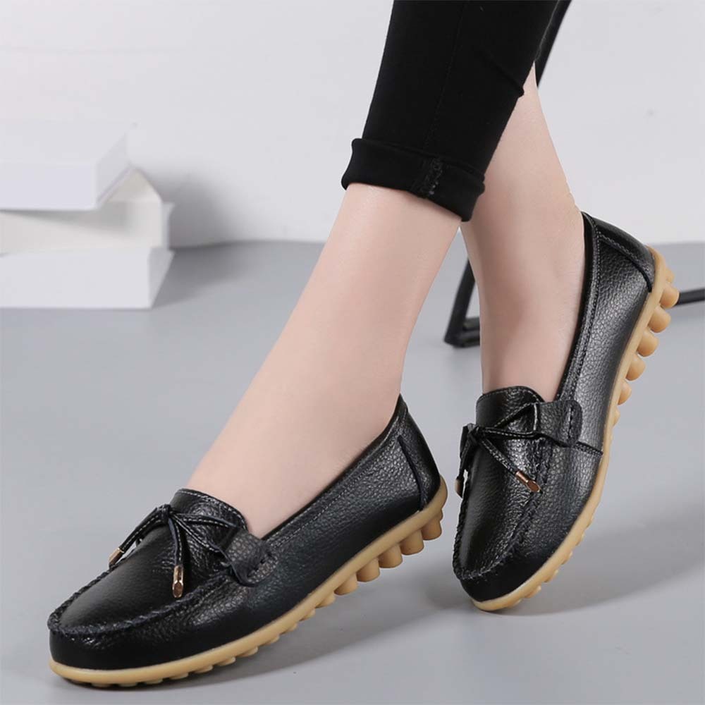 Mocasines de cuero con suela suave y transpirable para mujer Zapatos casuales