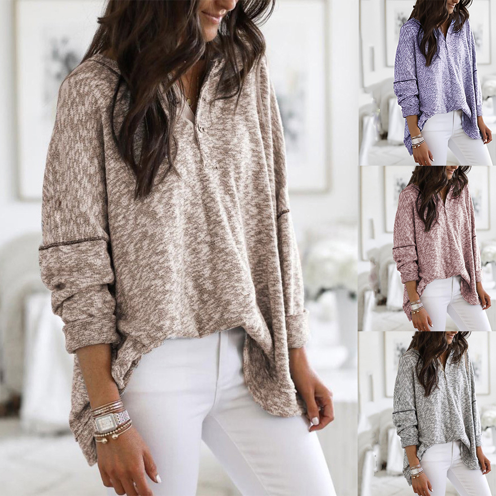 Olivoslindo Sudadera con capucha con cuello en V de moda con mangas largas y botones superiores