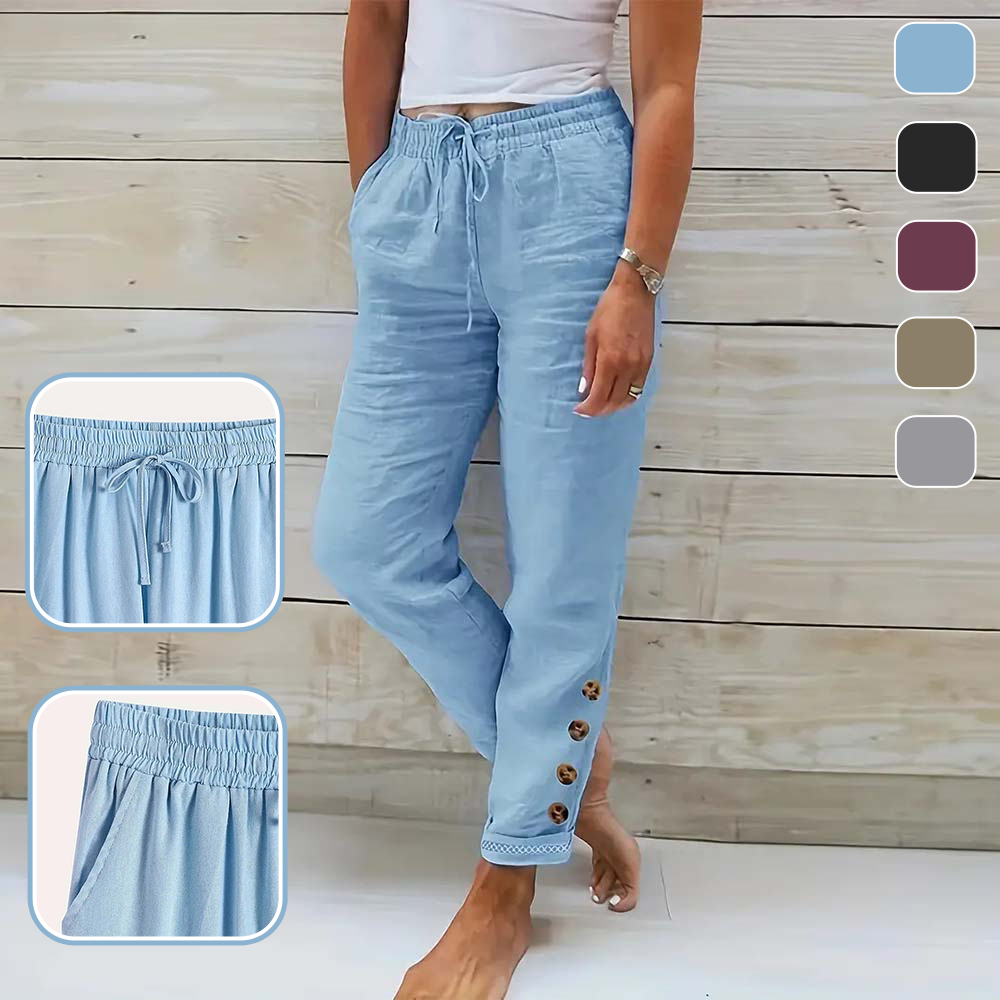 Spring Women's Slim Button Casual Pants