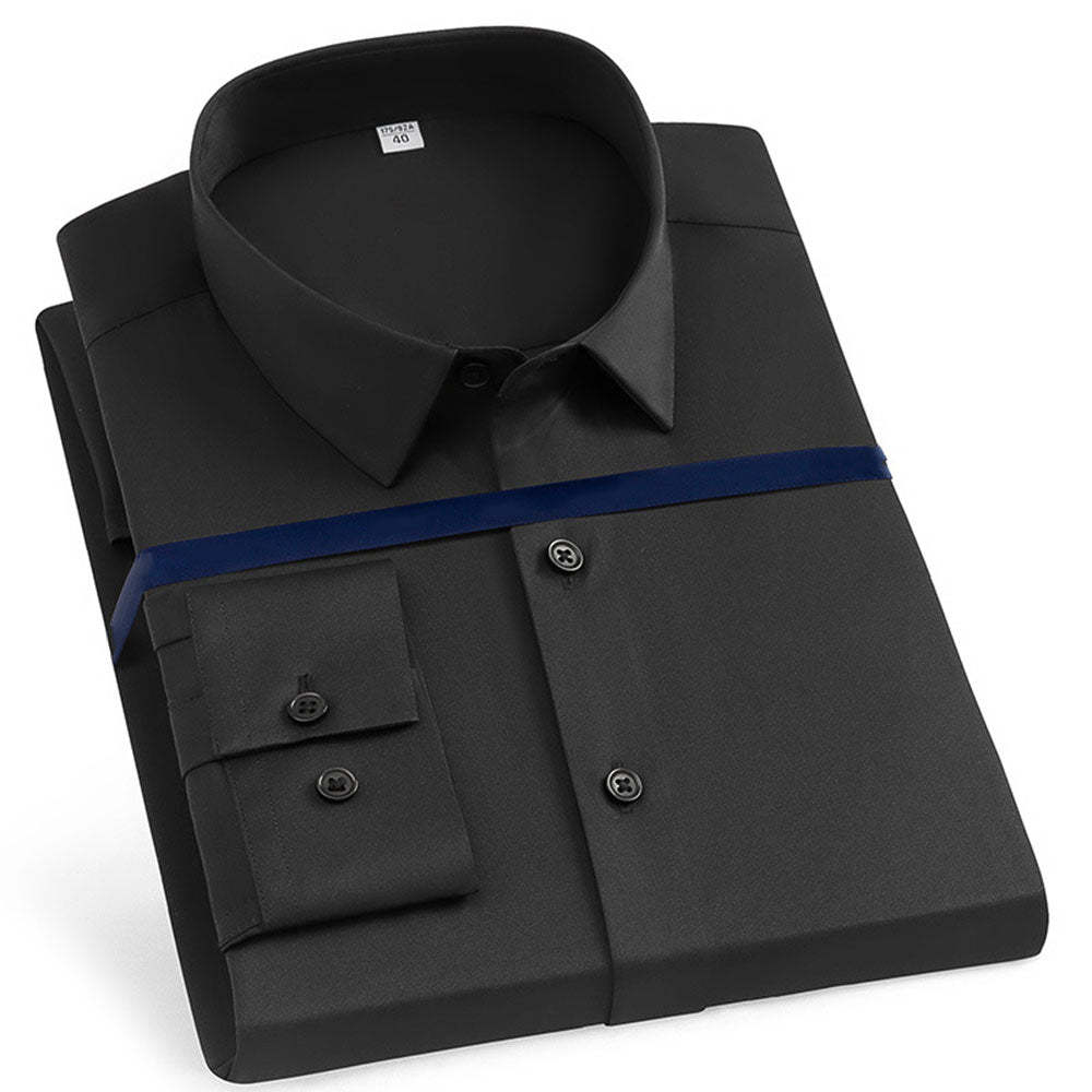 New Men's Stretch Non-Iron Anti-wrinkle Solid Color Long Sleeve Shirt
