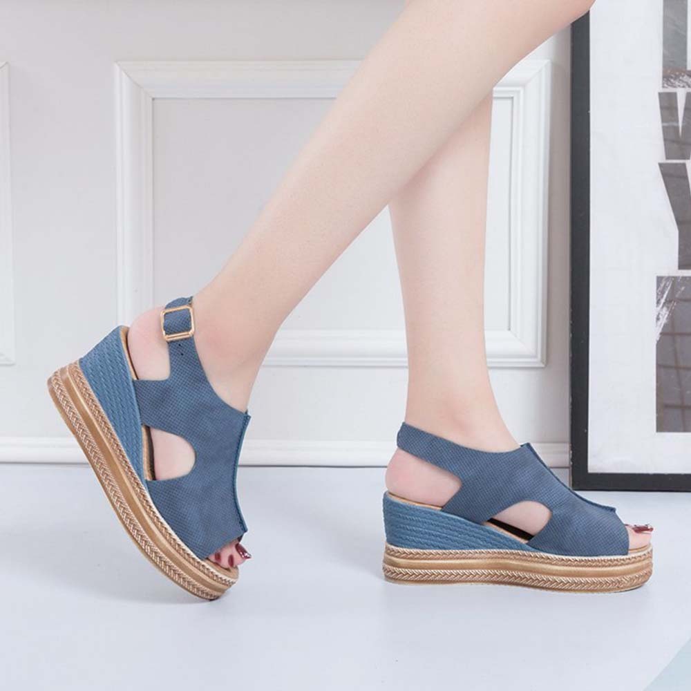 Hojanaranja 2024 nuevas sandalias de boca de pez con cuña de moda