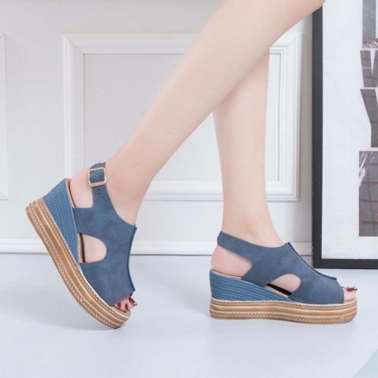 Hojanaranja 2024 nuevas sandalias de boca de pez con cuña de moda