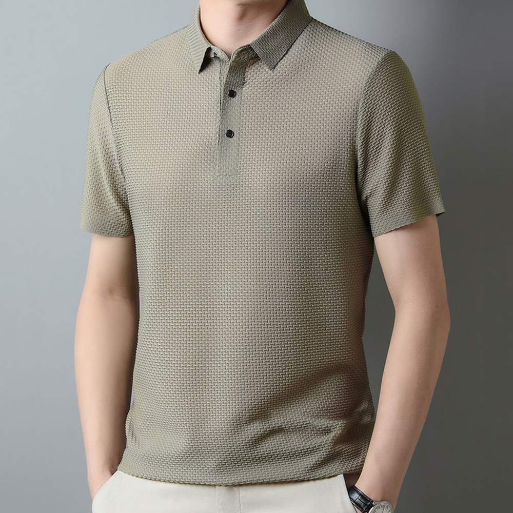 Sparkrhythm Summer new men's mesh ice silk solid color POLO shirt short-sleeved T-shirt