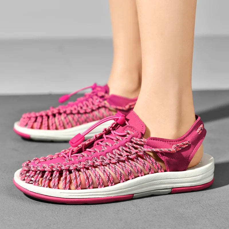 Smiledeer Summer men's and women's breathable braided lace-up sports sandals