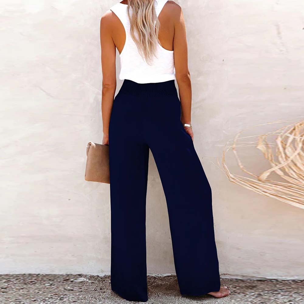 2024 Women’s Solid Color Cotton and Linen Wide Leg Pants