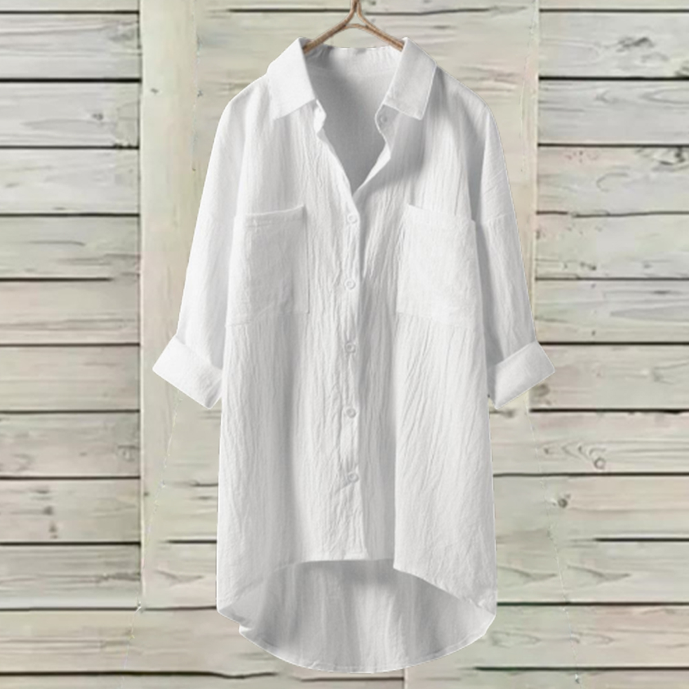 Olivoslindo Camisa casual mujer lino algodón color liso