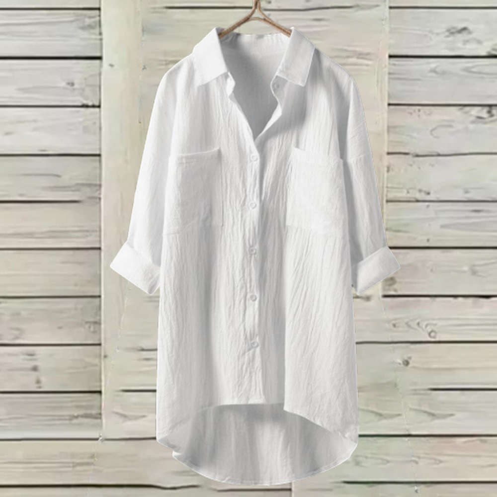 Camisa casual mujer lino algodón color liso