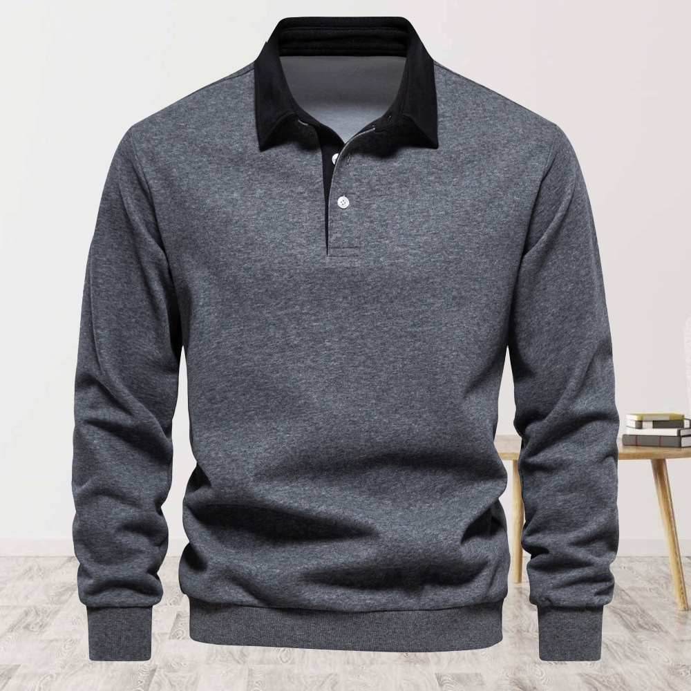 Alberchris™ Men's new lapel long-sleeved solid color sweatshirt