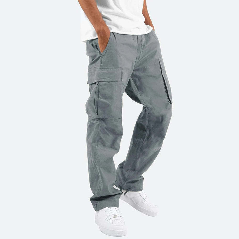 Olivoslindo Pantalones cargo multibolsillos de moda para hombre