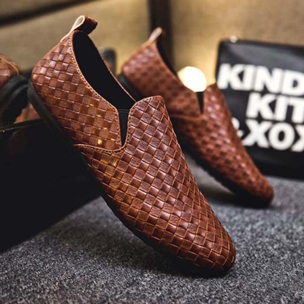 Hojanaranja Mocasines informales sin cordones de piel elástica para hombre