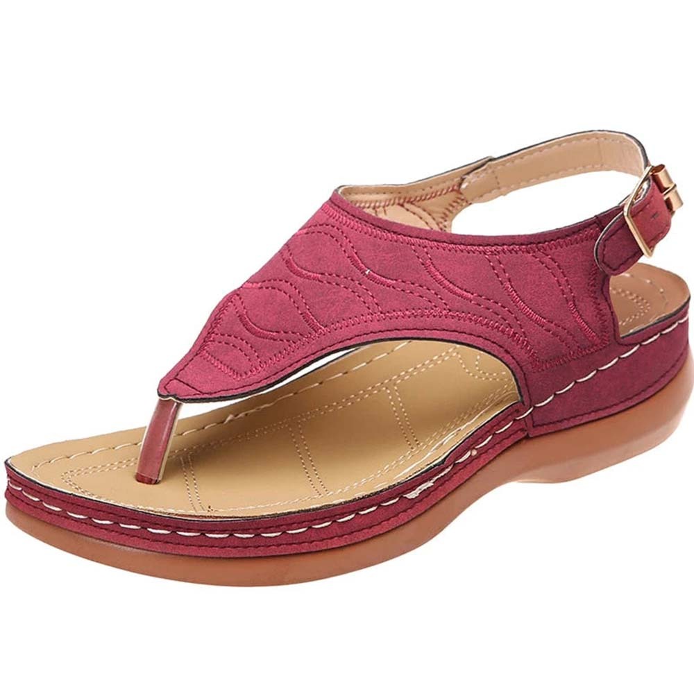 Hojanaranja Sandalias tipo chanclas de cuero suave y ajustable para mujer