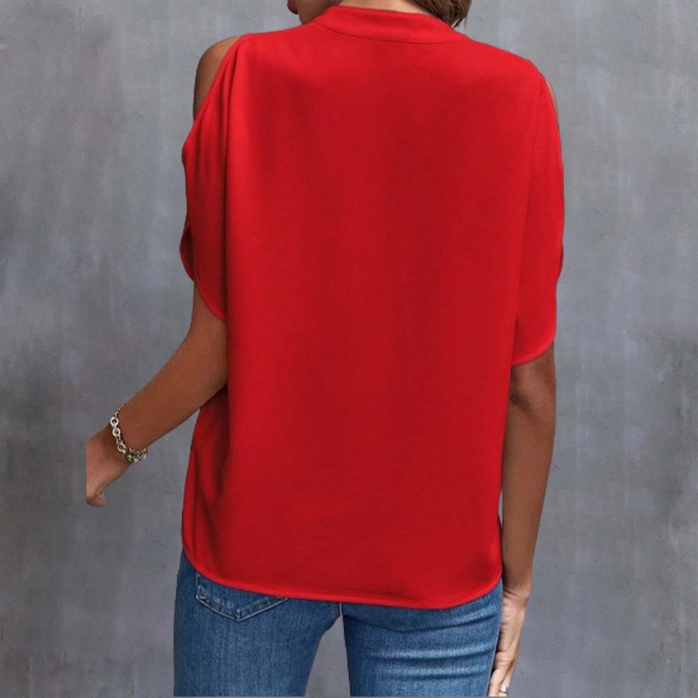 Women's sexy V-neck off-shoulder sleeve top T-shirt